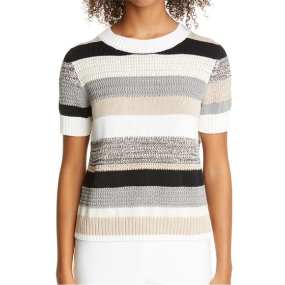 Akris Punto Sweaters - AKRIS PUNTO Striped Short Sleeve Crewneck Sweater